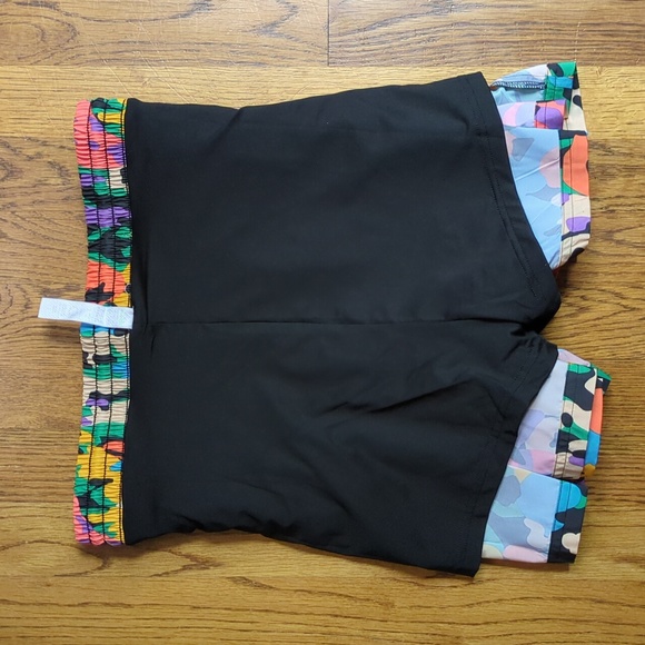 NWT High Waisted Multicolored Abstract Print Graphic Shorts Maximalist Athletic - Picture 6 of 13